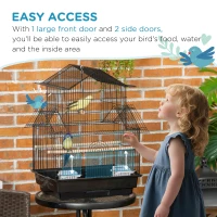 PawHut 25" Bird Cage with Perch, Swing, Food Container, Slide-out Tray, Handle, Parrot Cage for Finches, Canaries, Budgies(m-6)