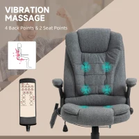 Vinsetto 6 Point Vibrating Massage Home Office Chair High Back Executive Chair with Reclining Back, Swivel Wheels, Grey(m-4)