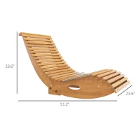 Outsunny Outdoor Rocking Chair w/ Slatted Seat, Wooden Rocking Chair, 51.25" x 23.5" x 23.5", Teak(m-3)