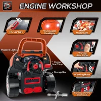 Qaba Kids Truck Engine Toys for Boys Girls 3 4 5 Years Old, Toddlers Construction Educational Repair Car Tool Set with Light and Sound, Orange(m-6)