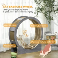 PawHut 36" Cat Wheel for Indoor Cats with Brake, Scratching Pads, Grey(m-4)