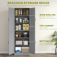 HOMCOM Freestanding Kitchen Pantry, 4-Door Kitchen Pantry Cabinet with Adjustable Shelves and Doors, Distressed White(m-4)