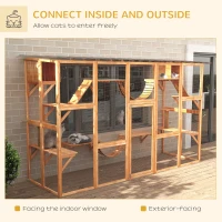 PawHut Catio Playground Cat Window Box Outside Enclosure for Multiple Cats w/ Shelves & Bridges, Orange(m-4)