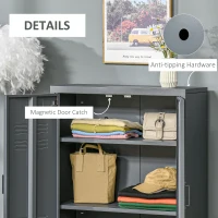 HOMCOM Industrial Storage Cabinet, Steel Garage Cabinet with Double Doors and Adjustable Shelves, Gray(m-6)
