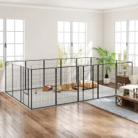 PawHut Heavy Duty Pet Playpen, 16 Panels Steel Dog Fence Puppy Exercise Pen with 2 Doors Locking Latch, 47" Height(m-8)
