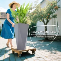 Outsunny Indoor Outdoor Planters Set of 3 MgO Tall Planters Stackable Flower Pots with Drainage Holes for Garden, Balcony, Alt Gray(m-4)