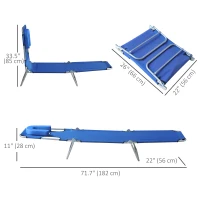 Outsunny Outdoor Lounge Chair, Adjustable Folding Chaise Lounge with Face Cavity, Tanning Chair Sun Lounger Bed Recliner, Blue(m-3)