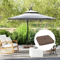 Outsunny Square Patio Umbrella Base, Cantilever Offset Umbrella Base Heavy Duty Outdoor Umbrella Stand Base, Filled Up to 143lbs with Stand or 130lbs with Water for Garden Poolside, Brown(m-9)