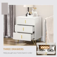 HOMCOM Drawer Chest, 3-Drawer Storage Cabinet Unit with Metal Legs for Living Room, 19.7"x15.7"x24.8", White(m-5)