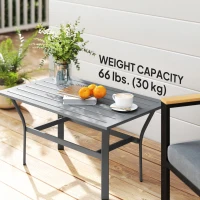 Outsunny Outdoor Side Table with Slatted Tabletop, Metal Patio Coffee Table for Garden, Balcony, Dark Grey(m-6)