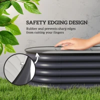 Outsunny 7.9' x 2' x 1.4' Galvanized Raised Garden Bed Kit, Metal Planter Box with Safety Edging, Dark Gray(m-6)