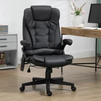 HOMCOM Executive Massage Chairs Heated High Back Reclining Office Chair Swivel Leather Adjustable Vibrating Furniture Black(m-8)