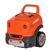 Qaba Kids Truck Engine Toys for Boys Girls 3 4 5 Years Old, Toddlers Construction Educational Repair Car Tool Set with Light and Sound, Orange(m-11)