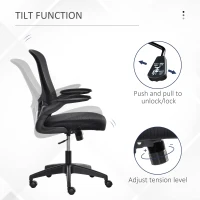 Vinsetto Mesh Office Chair, Swivel Desk Chair with Lumbar Back Support, Adjustable Height, Flip-Up Arm, Black(m-5)