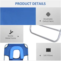 Outsunny Outdoor Lounge Chair, Adjustable Folding Chaise Lounge with Face Cavity, Tanning Chair Sun Lounger Bed Recliner, Blue(m-6)
