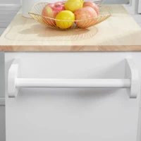 HOMCOM Kitchen Trolley Mobile Kitchen Island on Wheels Serving Cart Wooden Storage w/ Drawer and Towel Bar White(m-11)