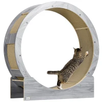 PawHut 36" Cat Wheel for Indoor Cats with Brake, Scratching Pads, Grey(m-11)