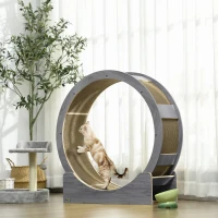 PawHut 36" Cat Wheel for Indoor Cats with Brake, Scratching Pads, Grey(m-1)