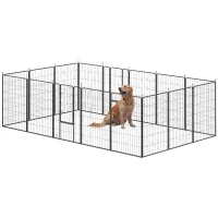 PawHut Heavy Duty Pet Playpen, 16 Panels Steel Dog Fence Puppy Exercise Pen with 2 Doors Locking Latch, 47" Height(m-2)