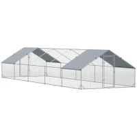 PawHut Large Chicken Coop with Waterproof and Anti-UV Cover, Spire Shaped for Outdoor and Yard Farm Use, 9.8' x 32.8' x 6.4'(m-11)
