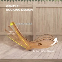 Outsunny Outdoor Rocking Chair w/ Slatted Seat, Wooden Rocking Chair, 51.25" x 23.5" x 23.5", Teak(m-4)