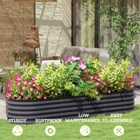 Outsunny 7.9' x 2' x 1.4' Galvanized Raised Garden Bed Kit, Metal Planter Box with Safety Edging, Dark Gray(m-7)