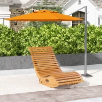 Outsunny Outdoor Rocking Chair w/ Slatted Seat, Wooden Rocking Chair, 51.25" x 23.5" x 23.5", Teak(m-2)