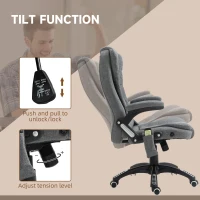 Vinsetto 6 Point Vibrating Massage Home Office Chair High Back Executive Chair with Reclining Back, Swivel Wheels, Grey(m-6)