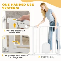 PawHut 30"-41" Extra Wide Pet Gate Barrier with Small Door, 30"H Dog Gate with Safety Gate Barrier, Stair Pressure Fit, White(m-4)