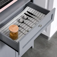 HOMCOM Elegant Buffet with Hutch, Kitchen Pantry Storage Cabinet with Framed Glass Door Drawer and Microwave Space, Gray(m-9)