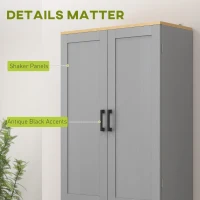 HOMCOM Freestanding Kitchen Pantry, 4-Door Kitchen Pantry Cabinet with Adjustable Shelves and Doors, Distressed White(m-6)