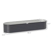 Outsunny 7.9' x 2' x 1.4' Galvanized Raised Garden Bed Kit, Metal Planter Box with Safety Edging, Dark Gray(m-3)