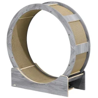 PawHut 36" Cat Wheel for Indoor Cats with Brake, Scratching Pads, Grey(m-2)