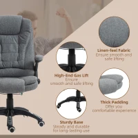 Vinsetto 6 Point Vibrating Massage Home Office Chair High Back Executive Chair with Reclining Back, Swivel Wheels, Grey(m-8)