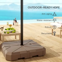 Outsunny Square Patio Umbrella Base, Cantilever Offset Umbrella Base Heavy Duty Outdoor Umbrella Stand Base, Filled Up to 143lbs with Stand or 130lbs with Water for Garden Poolside, Brown(m-6)