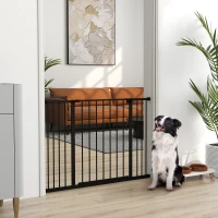PawHut Pressure Fit Dog Gate Pet Barrier for stairs doorway, 29.9''- 42.1'' Width Black(m-1)