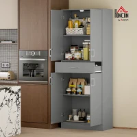 HOMCOM 71" Kitchen Cabinet with Drawer and Adjustable Shelf, Freestanding Tall Kitchen Pantry, Gray(m-10)