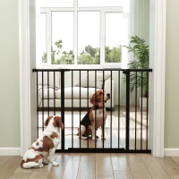 PawHut Pressure Fit Dog Gate Pet Barrier for stairs doorway, 29.9''- 42.1'' Width Black(m-7)