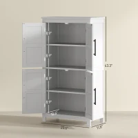 HOMCOM Bathroom Floor Storage Cabinet, Farmhouse Bathroom Cabinet with 4 Doors and Adjustable Shelf, White(m-3)