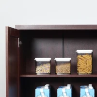 HOMCOM 63" 2-Door Kitchen Pantry, Freestanding Storage Cabinet with 5-tier Shelving and 2 Adjustable Shelves for Dining Room, Espresso(m-9)