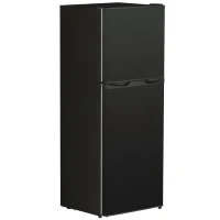 HOMCOM Double Door Mini Fridge with Freezer, 4.6 Cu.Ft Small Refrigerator with Thermostat, Shelves, Reversible Door, Black(m-2)