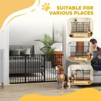 PawHut 29"-58" Wide Pet Gate with Door Dog Gate and Barrier Indoor for Stairs Includes 7", 8", 12" Extensions Kit, 30 Inch Tall Pressure-Mounted Safety Gate, Black(m-9)