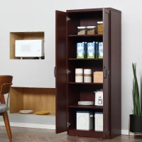 HOMCOM 63" 2-Door Kitchen Pantry, Freestanding Storage Cabinet with 5-tier Shelving and 2 Adjustable Shelves for Dining Room, Espresso(m-11)