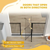 PawHut 29"-58" Wide Pet Gate with Door Dog Gate and Barrier Indoor for Stairs Includes 7", 8", 12" Extensions Kit, 30 Inch Tall Pressure-Mounted Safety Gate, Black(m-5)