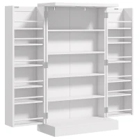 HOMCOM Freestanding Kitchen Pantry, Kitchen Storage Cabinet with 5-Tier Shelf, 12 Spice Racks, Adjustable Shelves, White(m-2)