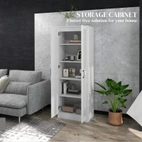 HOMCOM Storage Cabinet w/ Adjustable Shelves, Pantry Cupboard, White(m-4)