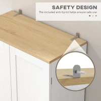 HOMCOM Freestanding Kitchen Pantry, 4-Door Kitchen Pantry Cabinet with Adjustable Shelves and Doors, Distressed White(m-6)