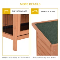 PawHut 54"L 2-Story Large Rabbit Hutch Bunny Cage Wooden Pet House Small Animal Habitat with Lockable Doors, No Leak Tray and Waterproof Roof for Outdoor/Indoor Orange(m-7)