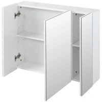 kleankin Wall Mounted Mirror Cabinet, Bathroom Medicine Cabinet with Mirror, 3 Doors and Adjustable Shelves, White(m-9)