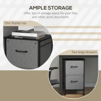 Vinsetto Vertical Filing Cabinet, Mobile File Cabinet with 2 Non-woven Fabric Drawers, Hanging Bars for Letter Size, Industrial Printer Stand for Home Office, Dark Grey(m-5)